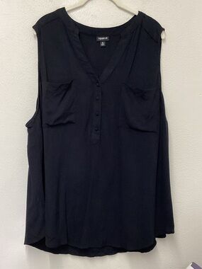 torrid Black Sleeveless V-Neck Henley Tunic
